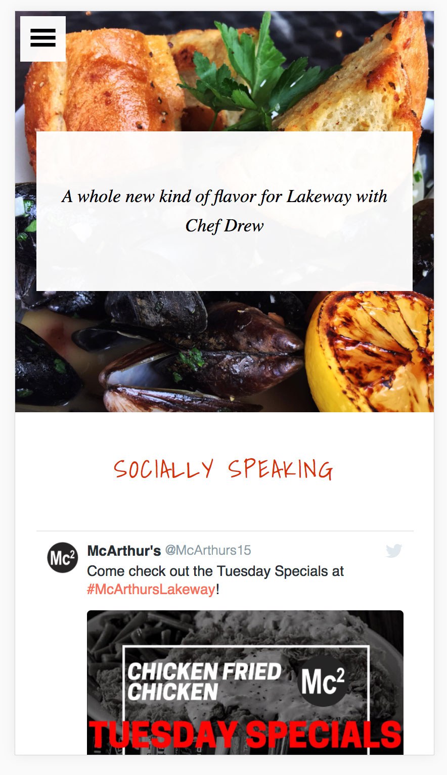 McArthur's Chef Message